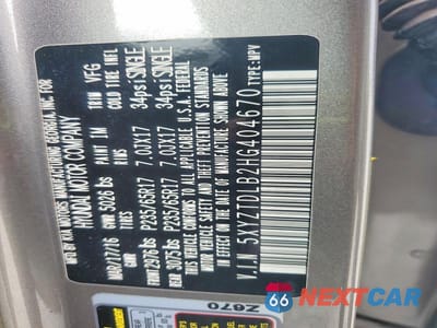 Zdjęcie 13 z 13 samochodu: 2017 HYUNDAI SANTA FE SPORT 2.4L VIN:5XYZTDLB2HG404670 - miniatura