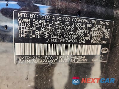 Zdjęcie 12 z 12 samochodu: 2010 LEXUS LS 460L VIN:JTHGL5EF7A5041096 - miniatura