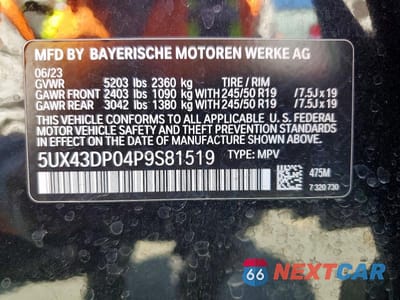 Zdjęcie 14 z 14 samochodu: 2023 BMW X3 SDRIVE30I VIN:5UX43DP04P9S81519 - miniatura