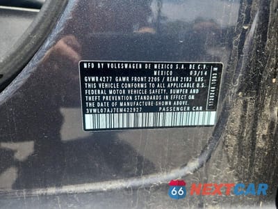 Zdjęcie 12 z 12 samochodu: 2014 VOLKSWAGEN JETTA SEL VIN:3VWL07AJ7EM422927 - miniatura