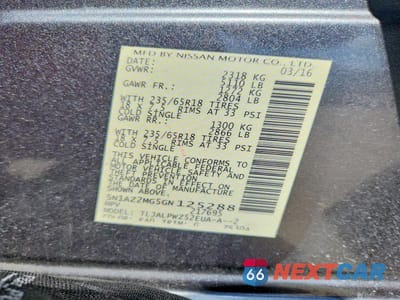 Zdjęcie 13 z 13 samochodu: 2016 NISSAN MURANO S VIN:5N1AZ2MG5GN125288 - miniatura