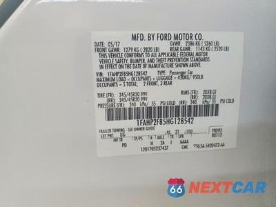 Zdjęcie 12 z 12 samochodu: 2017 FORD TAURUS LIMITED VIN:1FAHP2F85HG128542 - miniatura