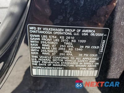 Zdjęcie 13 z 13 samochodu: 2021 VOLKSWAGEN ATLAS SE VIN:1V2PR2CA3MC522581 - miniatura