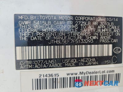 Zdjęcie 13 z 13 samochodu: 2015 LEXUS LS 460 VIN:JTHBL5EF7F5133293 - miniatura