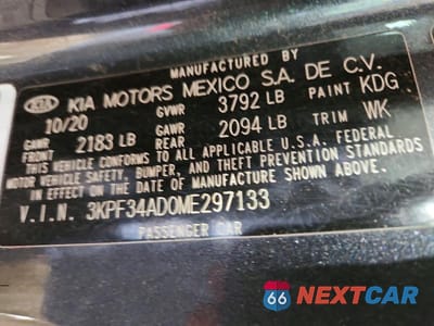 Zdjęcie 13 z 13 samochodu: 2021 KIA FORTE GT LINE VIN:3KPF34AD0ME297133 - miniatura