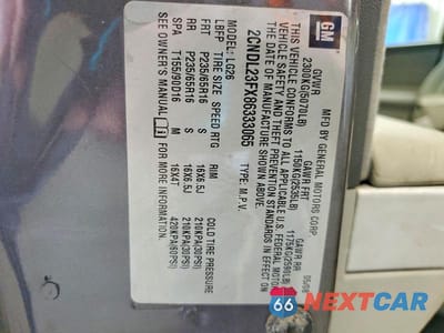 Zdjęcie 13 z 13 samochodu: 2008 CHEVROLET EQUINOX LS VIN:2CNDL23FX86333065 - miniatura