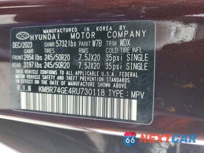 Zdjęcie 13 z 13 samochodu: 2024 HYUNDAI PALISADE CALLIGRAPHY VIN:KM8R74GE4RU730118 - miniatura