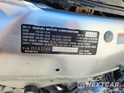 Zdjęcie 9 z 9 samochodu: 2002 SUZUKI GSX-R1000 VIN:JS1GT74AX22108984 - miniatura