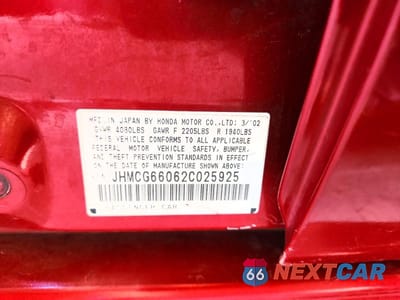 Zdjęcie 12 z 12 samochodu: 2002 HONDA ACCORD EX VIN:JHMCG66062C025925 - miniatura
