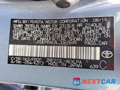 Zdjęcie 13 z 13 samochodu: 2020 TOYOTA COROLLA LE VIN:JTDEPRAE8LJ067699 - miniatura