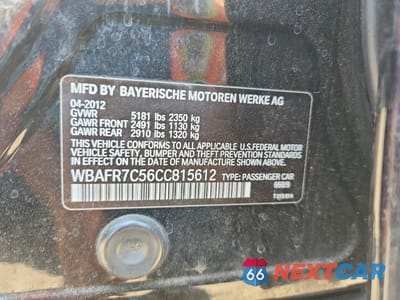 Zdjęcie 12 z 12 samochodu: 2012 BMW 535 I VIN:WBAFR7C56CC815612 - miniatura