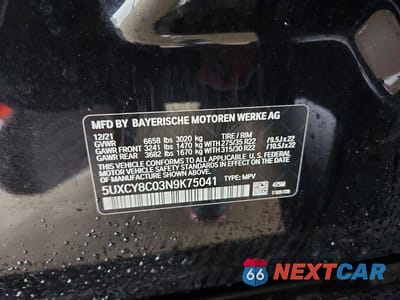 Zdjęcie 12 z 12 samochodu: 2022 BMW X6 M50I VIN:5UXCY8C03N9K75041 - miniatura