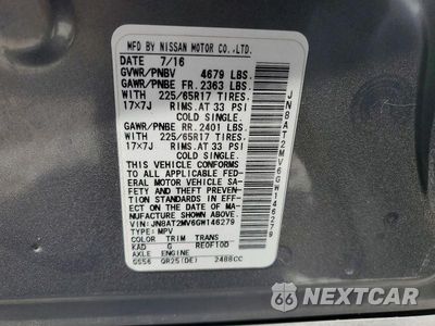 Zdjęcie 12 z 12 samochodu: 2016 NISSAN ROGUE S VIN:JN8AT2MV6GW146279 - miniatura