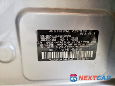 Zdjęcie 12 z 12 samochodu: 2013 SUBARU IMPREZA PREMIUM VIN:JF1GPAD66D2873430 - miniatura