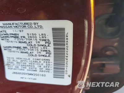 Zdjęcie 13 z 13 samochodu: 1998 NISSAN PATHFINDER XE VIN:JN8AR05Y5WW250160 - miniatura
