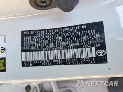 Zdjęcie 12 z 12 samochodu: 2021 TOYOTA COROLLA LE VIN:5YFEPMAE5MP203836 - miniatura