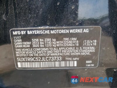 Zdjęcie 13 z 13 samochodu: 2018 BMW X3 XDRIVE30I VIN:5UXTR9C52JLC73733 - miniatura