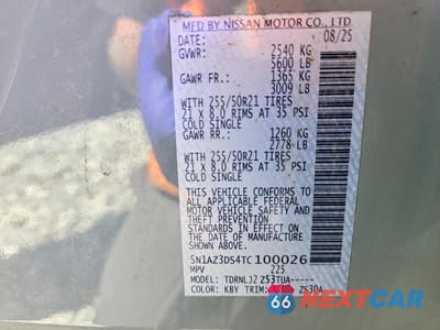 Zdjęcie 14 z 14 samochodu: 2026 NISSAN MURANO PLATINUM VIN:5N1AZ3DS4TC100026 - miniatura