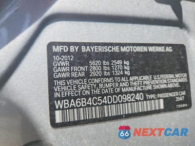 Zdjęcie 12 z 12 samochodu: 2013 BMW 650 XI VIN:WBA6B4C54DD098240 - miniatura