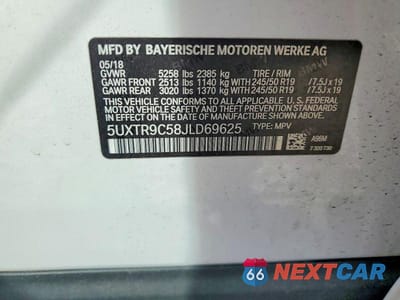 Zdjęcie 14 z 14 samochodu: 2018 BMW X3 XDRIVE30I VIN:5UXTR9C58JLD69625 - miniatura