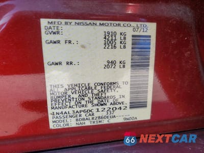 Zdjęcie 12 z 12 samochodu: 2013 NISSAN ALTIMA 2.5 VIN:1N4AL3AP6DC122042 - miniatura