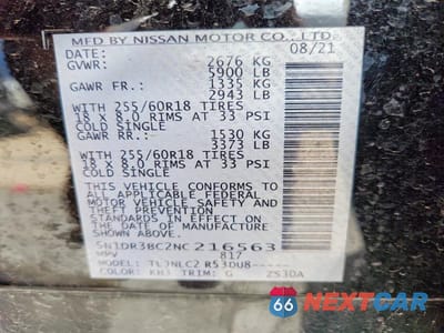 Zdjęcie 14 z 14 samochodu: 2022 NISSAN PATHFINDER SV VIN:5N1DR3BC2NC216563 - miniatura