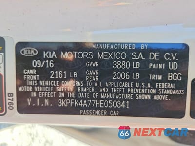 Zdjęcie 12 z 12 samochodu: 2017 KIA FORTE LX VIN:3KPFK4A77HE050341 - miniatura