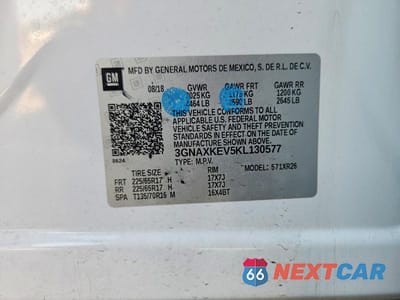 Zdjęcie 14 z 14 samochodu: 2019 CHEVROLET EQUINOX LT VIN:3GNAXKEV5KL130577 - miniatura