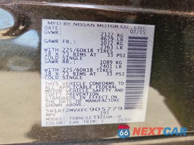 Zdjęcie 13 z 13 samochodu: 2015 NISSAN ROGUE SL VIN:5N1AT2MVXFC905779 - miniatura