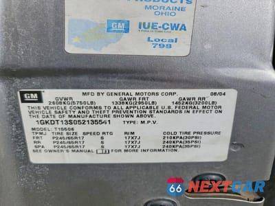 Zdjęcie 13 z 13 samochodu: 2005 GMC ENVOY VIN:1GKDT13S052135541 - miniatura