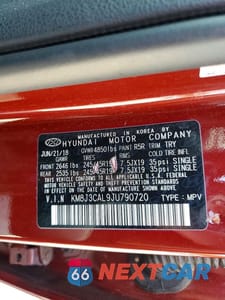 Zdjęcie 14 z 14 samochodu: 2018 HYUNDAI TUCSON SPORT VIN:KM8J3CAL9JU790720 - miniatura