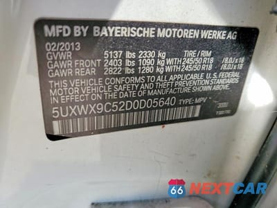 Zdjęcie 13 z 13 samochodu: 2013 BMW X3 XDRIVE28I VIN:5UXWX9C52D0D05640 - miniatura