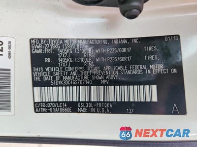 Zdjęcie 13 z 13 samochodu: 2016 TOYOTA SIENNA XLE 8-PASSENGER VIN:5TDYK3DC4GS702140 - miniatura