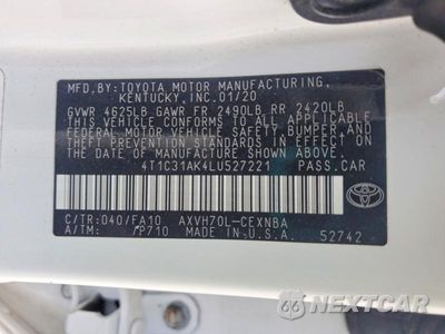 Zdjęcie 12 z 12 samochodu: 2020 TOYOTA CAMRY LE VIN:4T1C31AK4LU527221 - miniatura