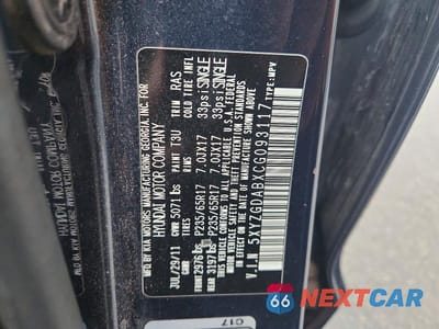 Zdjęcie 12 z 12 samochodu: 2012 HYUNDAI SANTA FE GLS VIN:5XYZGDABXCG093117 - miniatura