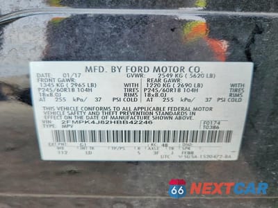 Zdjęcie 13 z 13 samochodu: 2017 FORD EDGE SEL VIN:2FMPK4J82HBB42246 - miniatura