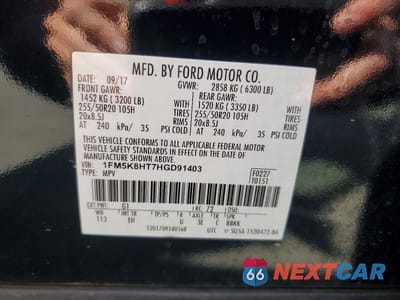 Zdjęcie 12 z 12 samochodu: 2017 FORD EXPLORER PLATINUM VIN:1FM5K8HT7HGD91403 - miniatura