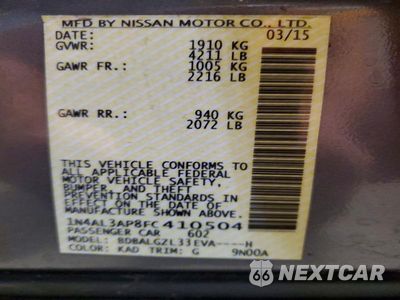 Zdjęcie 12 z 12 samochodu: 2015 NISSAN ALTIMA 2.5 S VIN:1N4AL3AP8FC410504 - miniatura