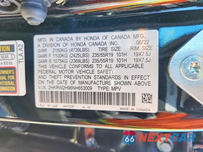 Zdjęcie 13 z 13 samochodu: 2022 HONDA CR-V TOURING VIN:2HKRW2H96NH653009 - miniatura