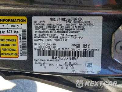 Zdjęcie 12 z 12 samochodu: 2020 FORD FUSION S VIN:3FA6P0G70LR181037 - miniatura