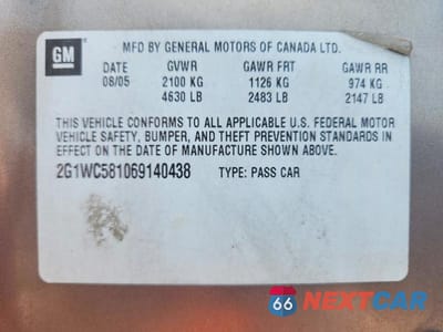 Zdjęcie 12 z 12 samochodu: 2006 CHEVROLET IMPALA LT VIN:2G1WC581069140438 - miniatura