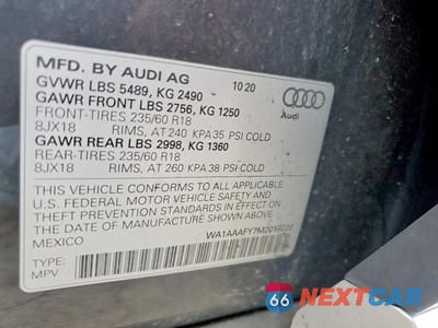 Zdjęcie 13 z 13 samochodu: 2021 AUDI Q5 PREMIUM VIN:WA1AAAFY7M2019220 - miniatura