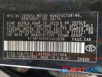 Zdjęcie 12 z 12 samochodu: 2014 TOYOTA CAMRY SE VIN:4T1BF1FK4EU463938 - miniatura