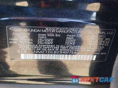 Zdjęcie 13 z 13 samochodu: 2018 HYUNDAI SANTA FE SPORT 2.4L VIN:5NMZTDLB2JH077540 - miniatura