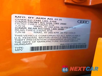 Zdjęcie 13 z 13 samochodu: 2025 AUDI Q3 PREMIUM S LINE 45 VIN:WA1DECF39S1061246 - miniatura