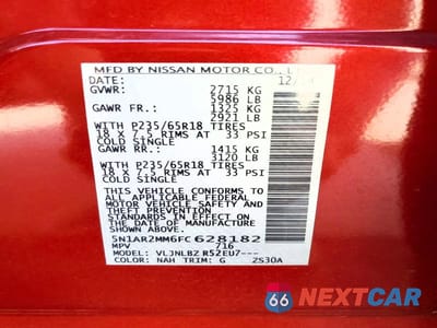 Zdjęcie 13 z 13 samochodu: 2015 NISSAN PATHFINDER S VIN:5N1AR2MM6FC628182 - miniatura