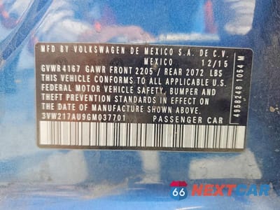 Zdjęcie 12 z 12 samochodu: 2016 VOLKSWAGEN GOLF S VIN:3VW217AU9GM037701 - miniatura