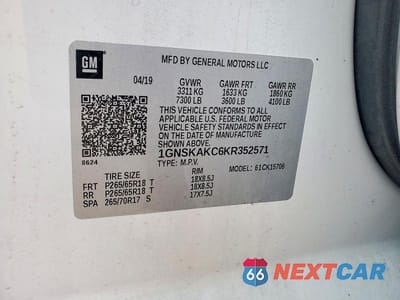 Zdjęcie 12 z 12 samochodu: 2019 CHEVROLET TAHOE K1500 LS VIN:1GNSKAKC6KR352571 - miniatura