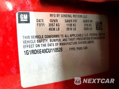 Zdjęcie 14 z 14 samochodu: 2012 CHEVROLET VOLT VIN:1G1RD6E49CU110528 - miniatura