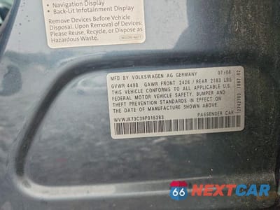 Zdjęcie 12 z 12 samochodu: 2009 VOLKSWAGEN PASSAT TURBO VIN:WVWJK73C39P015383 - miniatura